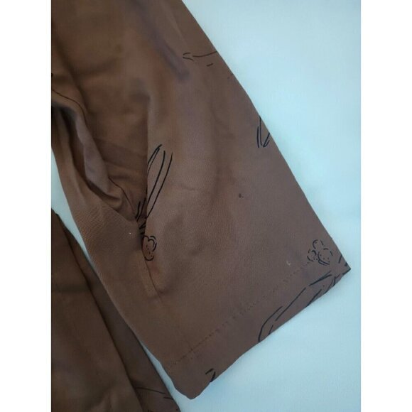 Meng Design Women's Art to Wear Top Size S M Dragonfly Kimono Brown Rayon - Picture 4 of 11
